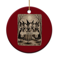 Skeleton Witches Coven Oktoberfest Ceramic Ornament German Dirndl Spooky Beer Festival Gift