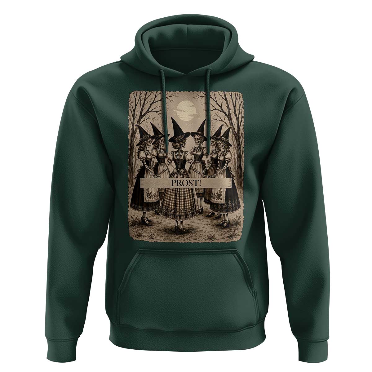 Skeleton Witches Coven Oktoberfest Hoodie German Dirndl Spooky Beer Festival Gift