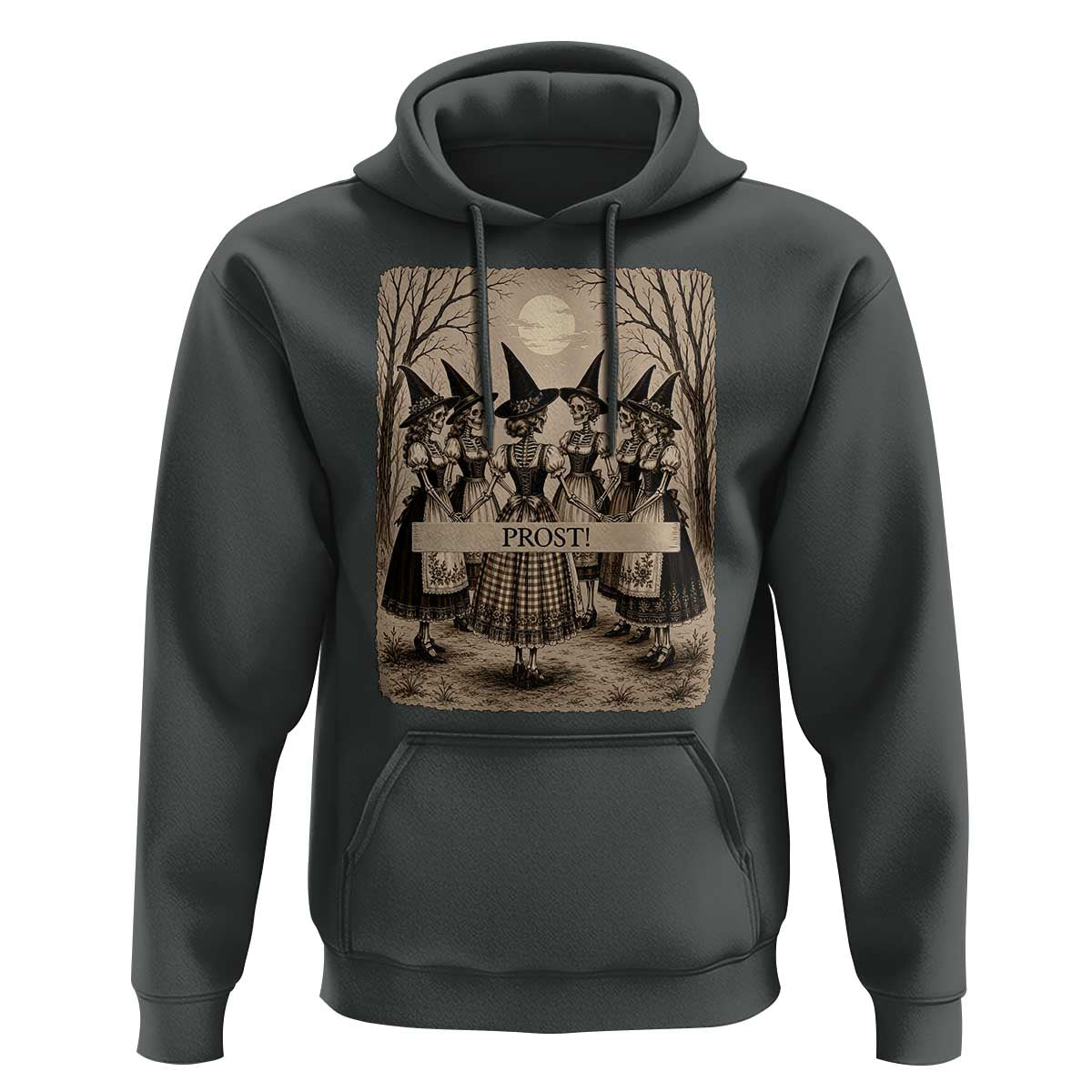 Skeleton Witches Coven Oktoberfest Hoodie German Dirndl Spooky Beer Festival Gift
