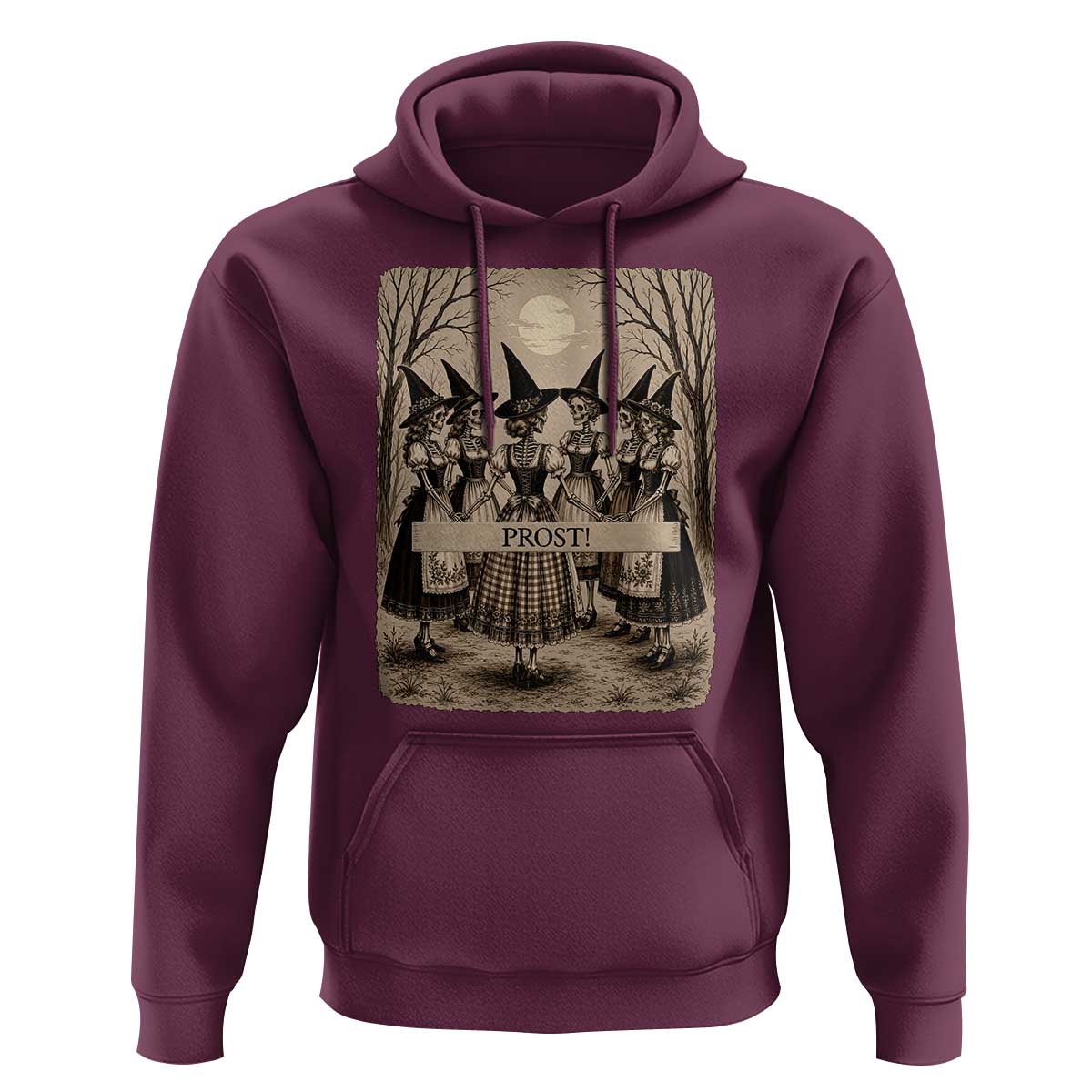 Skeleton Witches Coven Oktoberfest Hoodie German Dirndl Spooky Beer Festival Gift