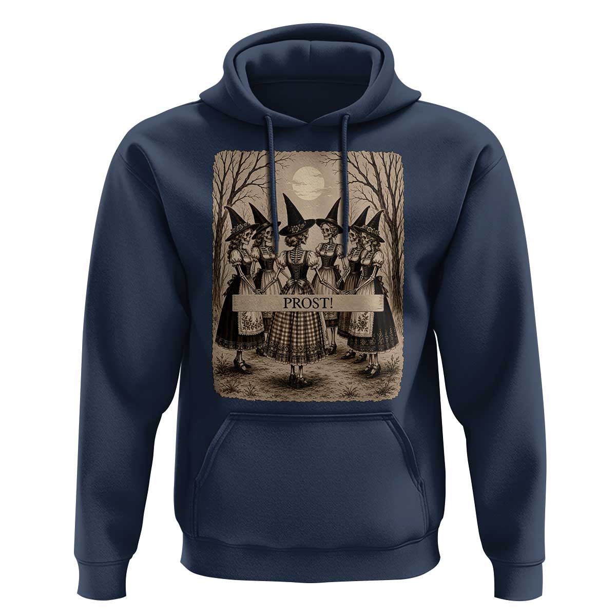 Skeleton Witches Coven Oktoberfest Hoodie German Dirndl Spooky Beer Festival Gift