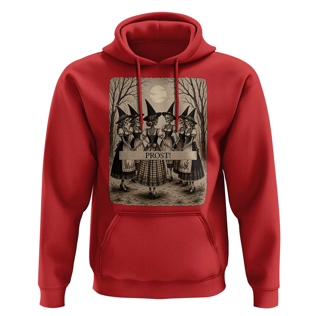 Skeleton Witches Coven Oktoberfest Hoodie German Dirndl Spooky Beer Festival Gift