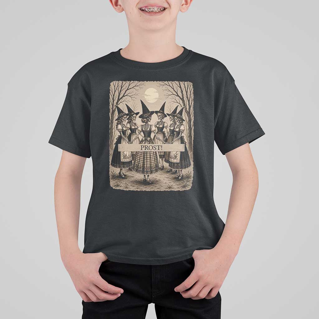 Skeleton Witches Coven Oktoberfest T Shirt For Kid German Dirndl Spooky Beer Festival Gift