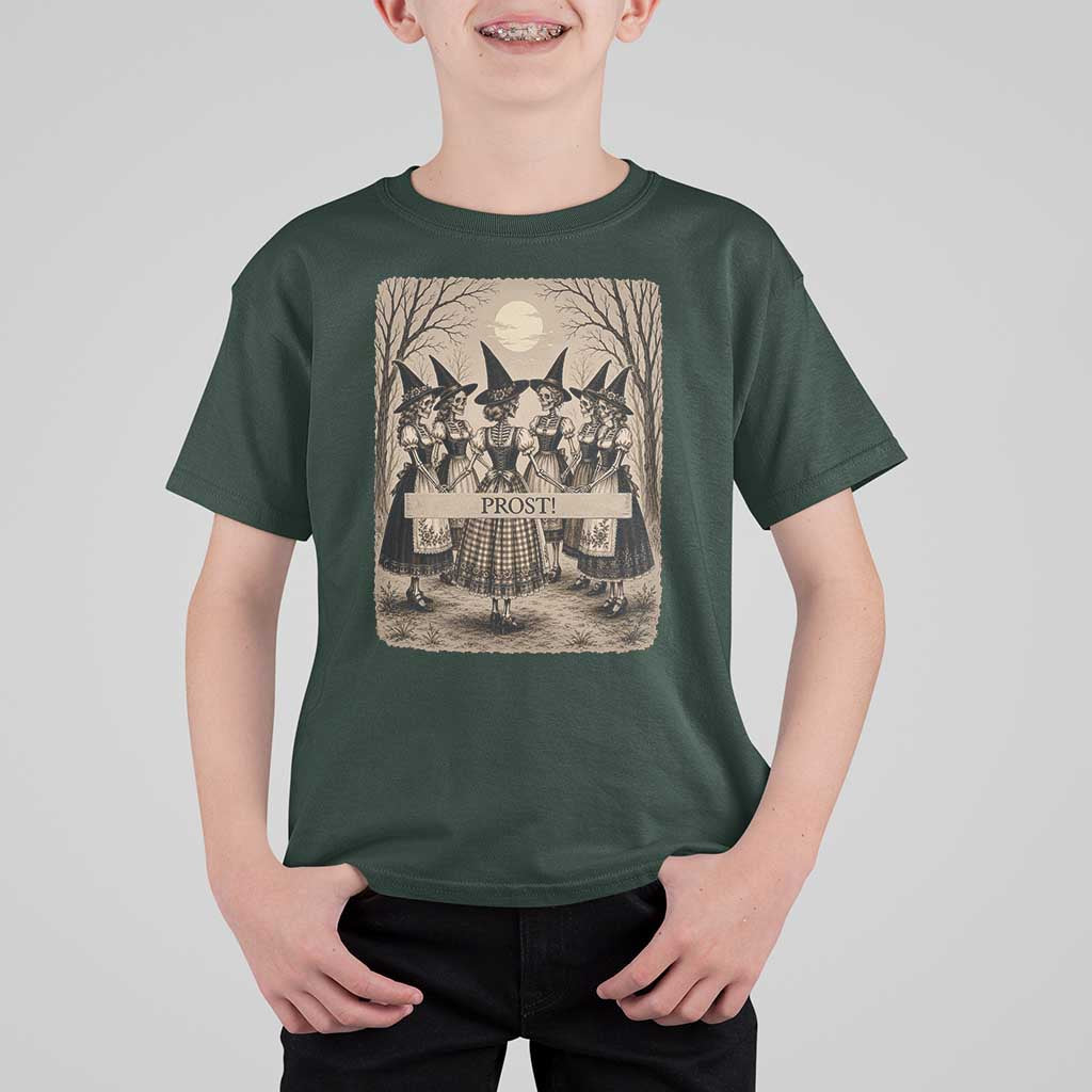 Skeleton Witches Coven Oktoberfest T Shirt For Kid German Dirndl Spooky Beer Festival Gift