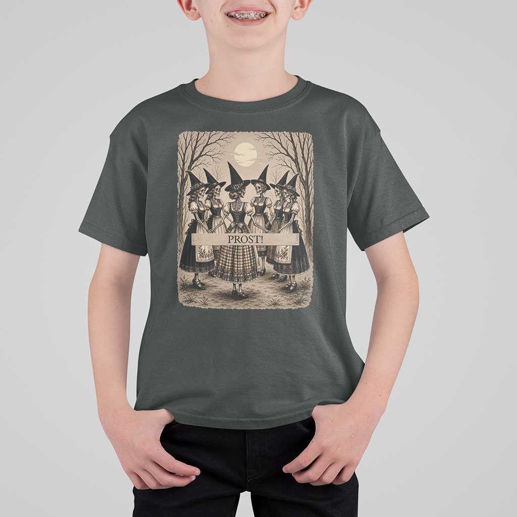 Skeleton Witches Coven Oktoberfest T Shirt For Kid German Dirndl Spooky Beer Festival Gift