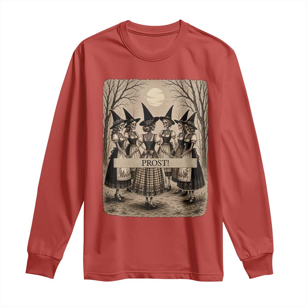Skeleton Witches Coven Oktoberfest Long Sleeve Shirt German Dirndl Spooky Beer Festival Gift