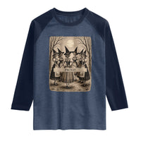 Skeleton Witches Coven Oktoberfest Raglan Shirt German Dirndl Spooky Beer Festival Gift