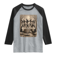 Skeleton Witches Coven Oktoberfest Raglan Shirt German Dirndl Spooky Beer Festival Gift