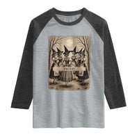 Skeleton Witches Coven Oktoberfest Raglan Shirt German Dirndl Spooky Beer Festival Gift