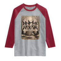 Skeleton Witches Coven Oktoberfest Raglan Shirt German Dirndl Spooky Beer Festival Gift