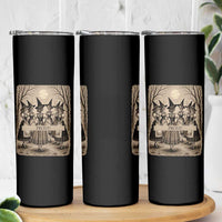 Skeleton Witches Coven Oktoberfest Skinny Tumbler German Dirndl Spooky Beer Festival Gift