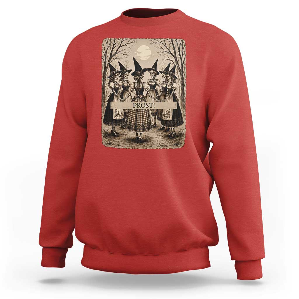 Skeleton Witches Coven Oktoberfest Sweatshirt German Dirndl Spooky Beer Festival Gift