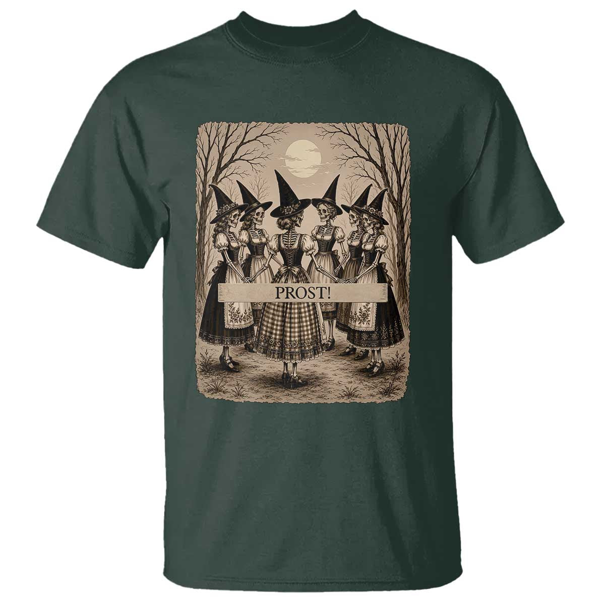 Skeleton Witches Coven Oktoberfest T Shirt German Dirndl Spooky Beer Festival Gift