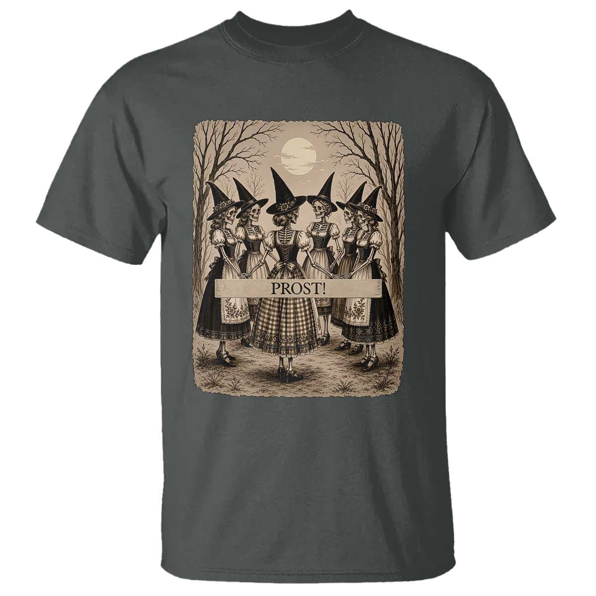 Skeleton Witches Coven Oktoberfest T Shirt German Dirndl Spooky Beer Festival Gift