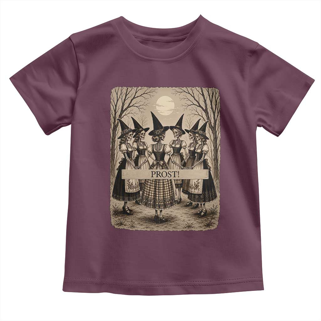 Skeleton Witches Coven Oktoberfest Toddler T Shirt German Dirndl Spooky Beer Festival Gift