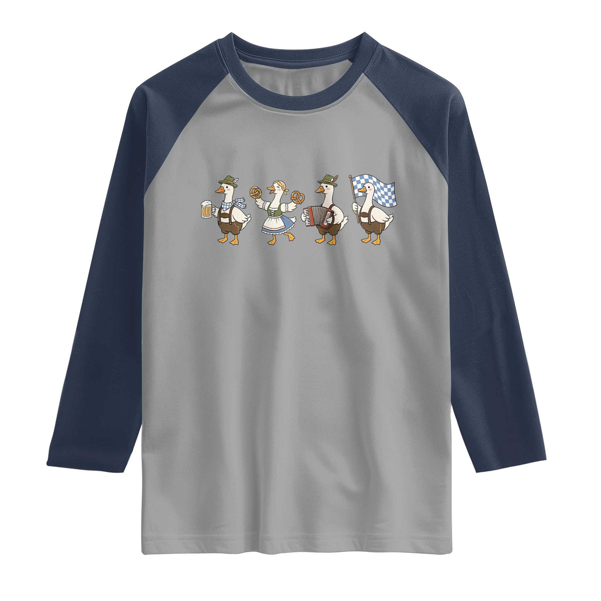 Silly Goose Oktoberfest Raglan Shirt Cute Bavarian Beer Festival Animal Humor