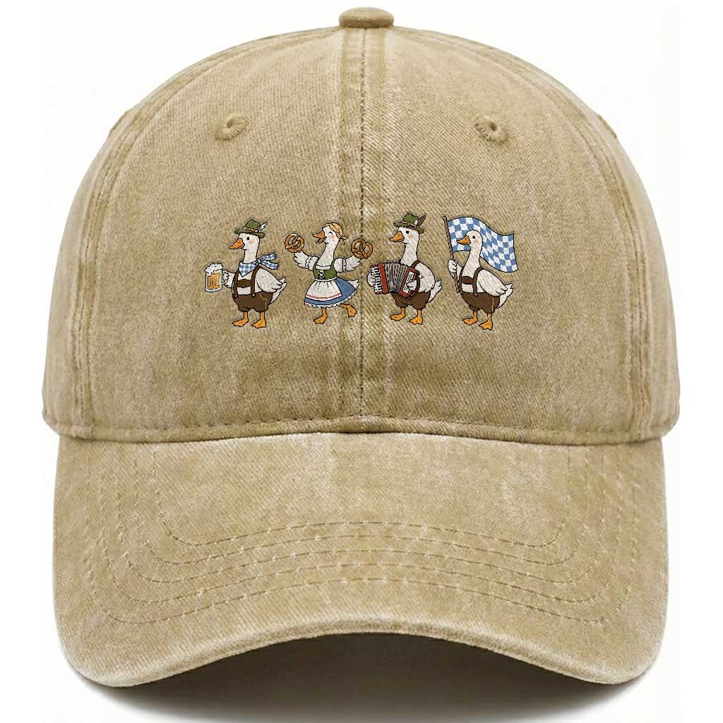 Silly Goose Oktoberfest Washed Cotton Baseball Cap Cute Bavarian Beer Festival Animal Humor