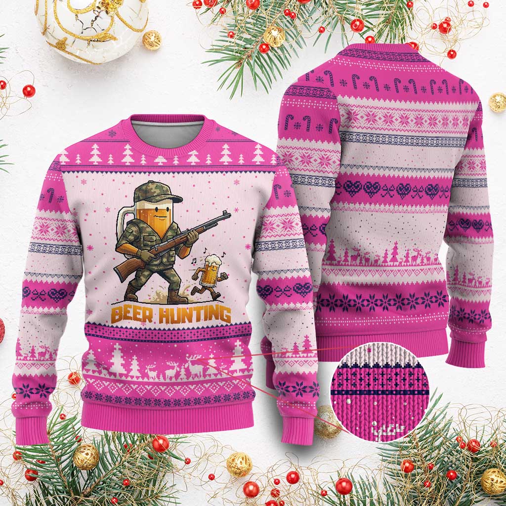 Beer Hunting Season Open Ugly Christmas Sweater Beer Hunter Brew Lover Humor