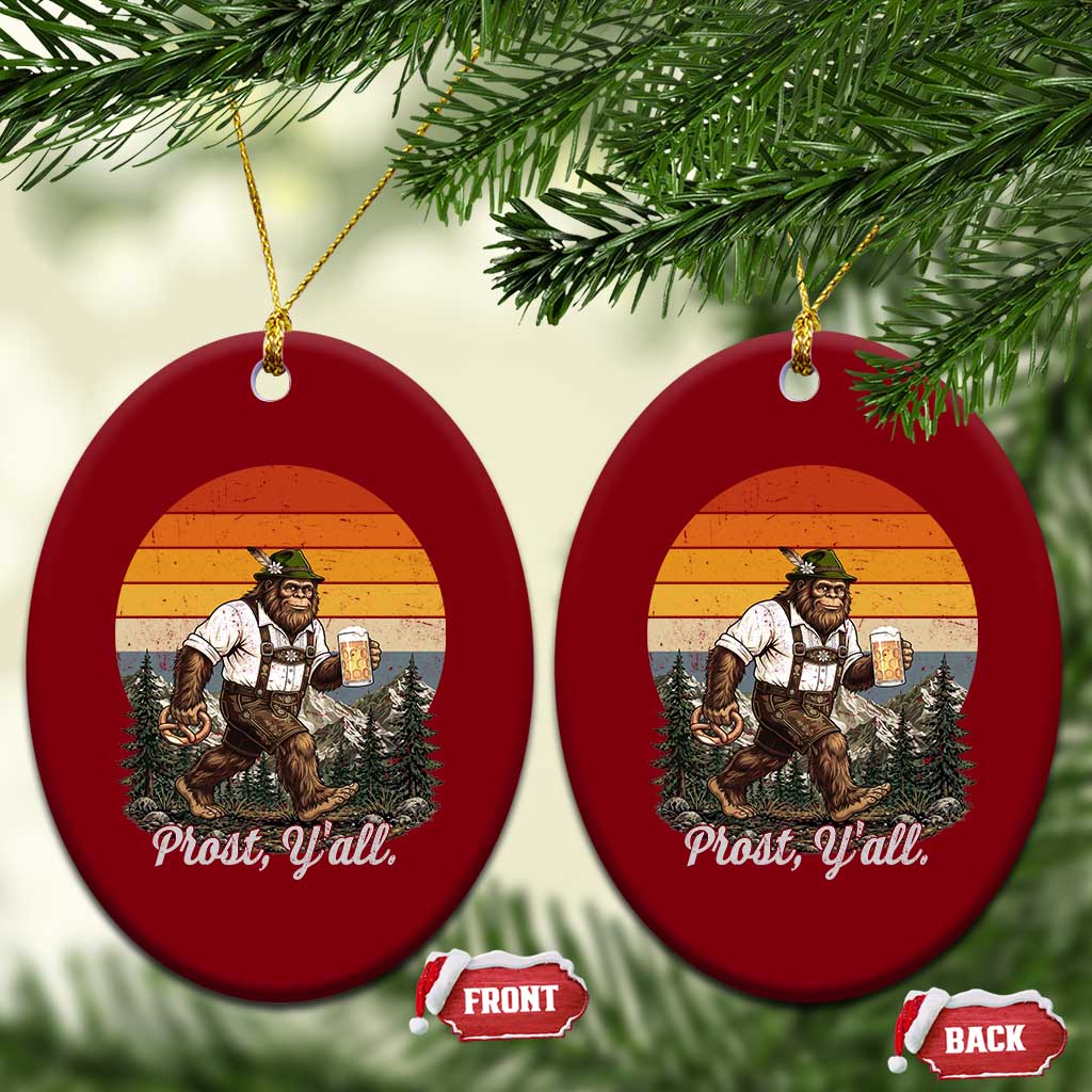 Prost Yall Bigfoot Ceramic Ornament Vintage Oktoberfest Beer Lover Sasquatch Gift