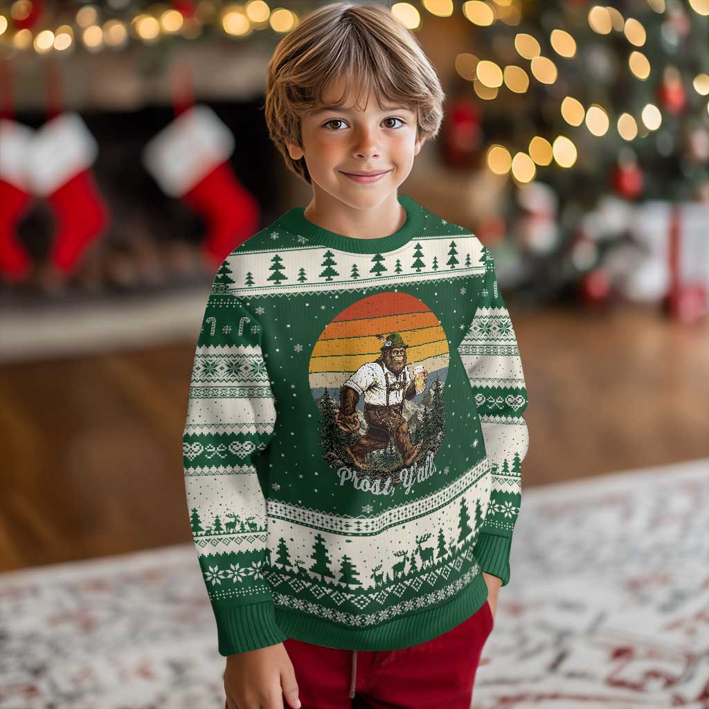 Prost Yall Bigfoot Ugly Christmas Sweater Vintage Oktoberfest Beer Lover Sasquatch Gift
