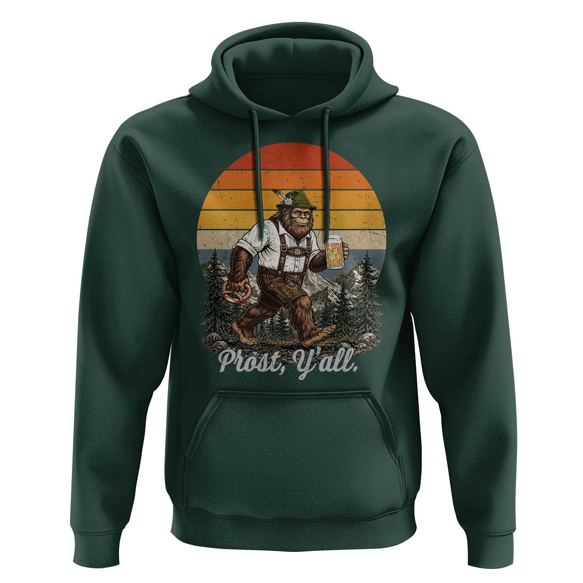 Prost Yall Bigfoot Hoodie Vintage Oktoberfest Beer Lover Sasquatch Gift