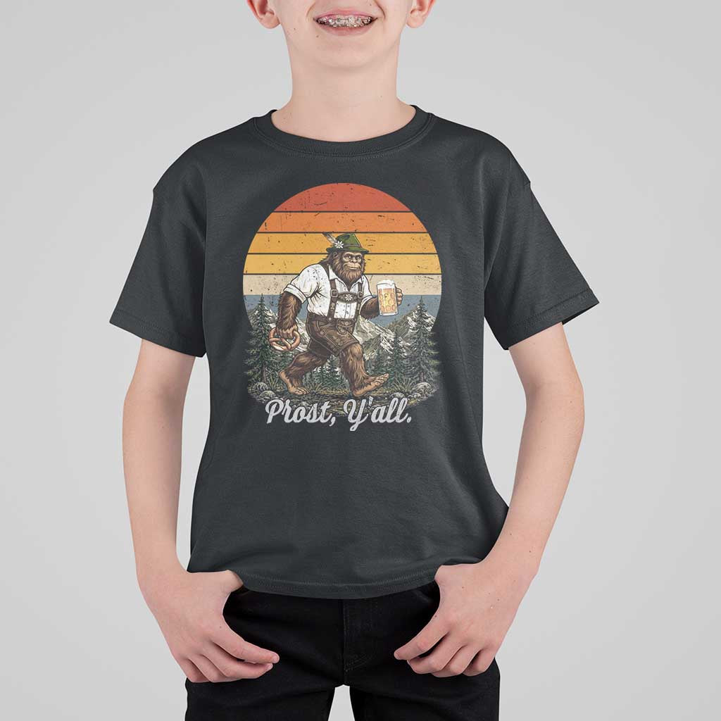 Prost Yall Bigfoot T Shirt For Kid Vintage Oktoberfest Beer Lover Sasquatch Gift