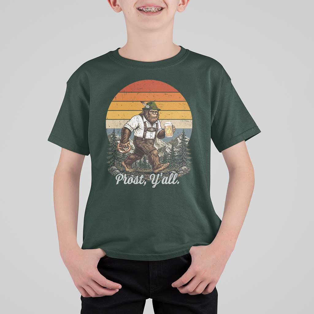 Prost Yall Bigfoot T Shirt For Kid Vintage Oktoberfest Beer Lover Sasquatch Gift