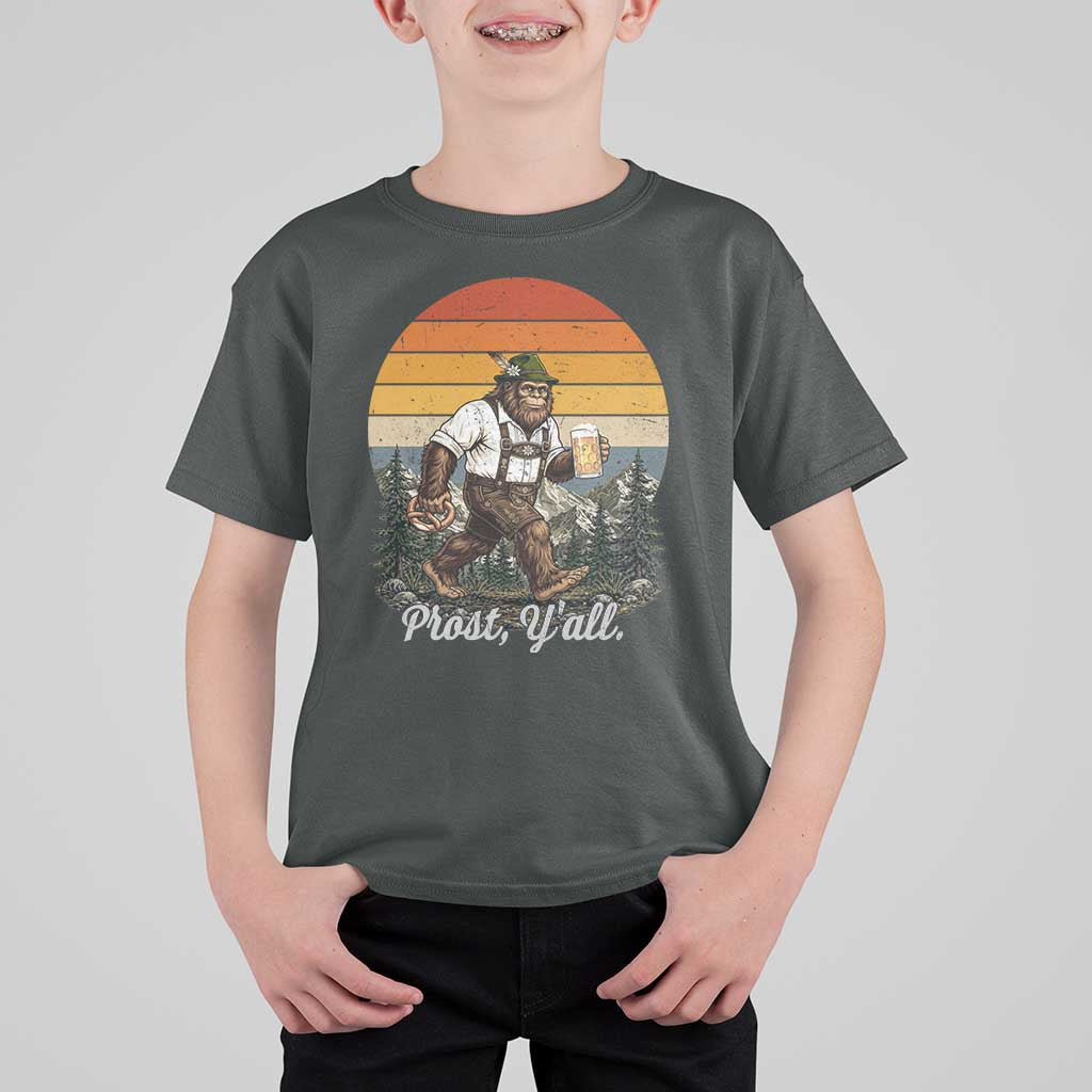 Prost Yall Bigfoot T Shirt For Kid Vintage Oktoberfest Beer Lover Sasquatch Gift