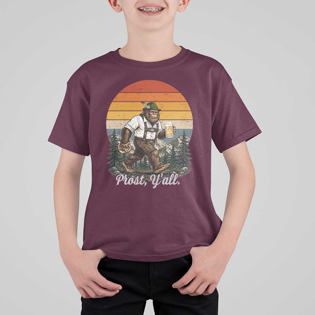 Prost Yall Bigfoot T Shirt For Kid Vintage Oktoberfest Beer Lover Sasquatch Gift