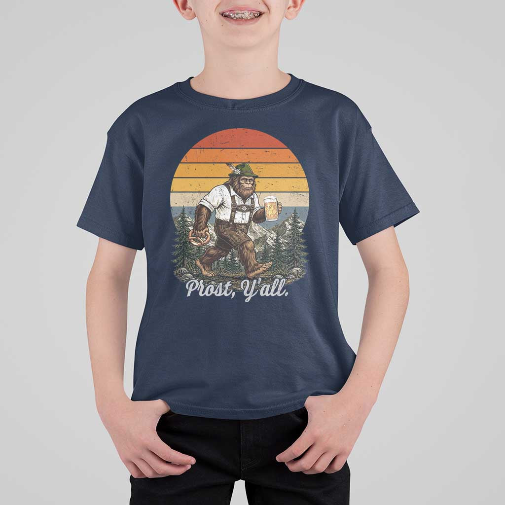 Prost Yall Bigfoot T Shirt For Kid Vintage Oktoberfest Beer Lover Sasquatch Gift