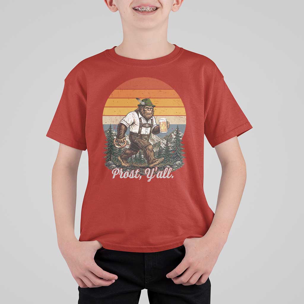Prost Yall Bigfoot T Shirt For Kid Vintage Oktoberfest Beer Lover Sasquatch Gift