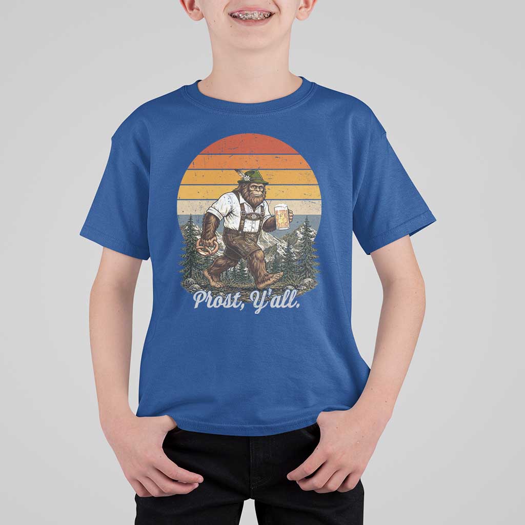 Prost Yall Bigfoot T Shirt For Kid Vintage Oktoberfest Beer Lover Sasquatch Gift