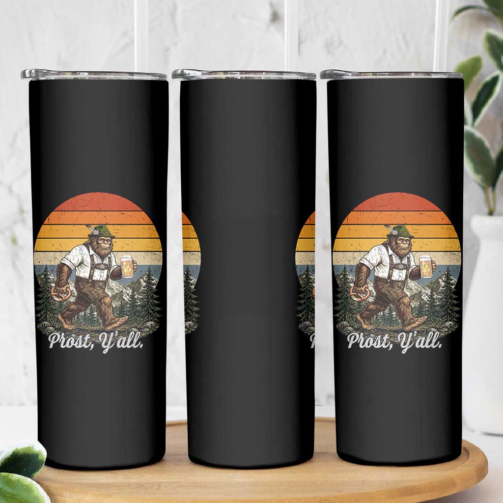 Prost Yall Bigfoot Skinny Tumbler Vintage Oktoberfest Beer Lover Sasquatch Gift