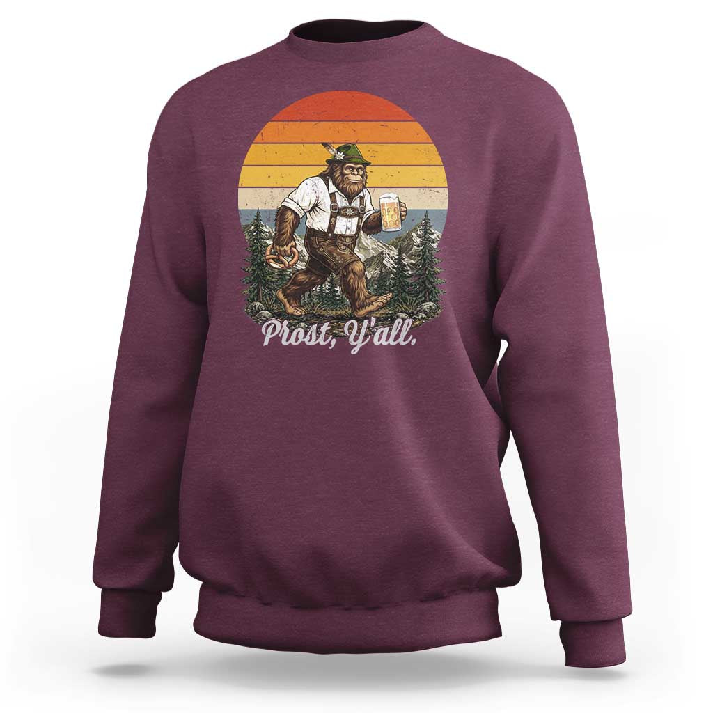 Prost Yall Bigfoot Sweatshirt Vintage Oktoberfest Beer Lover Sasquatch Gift