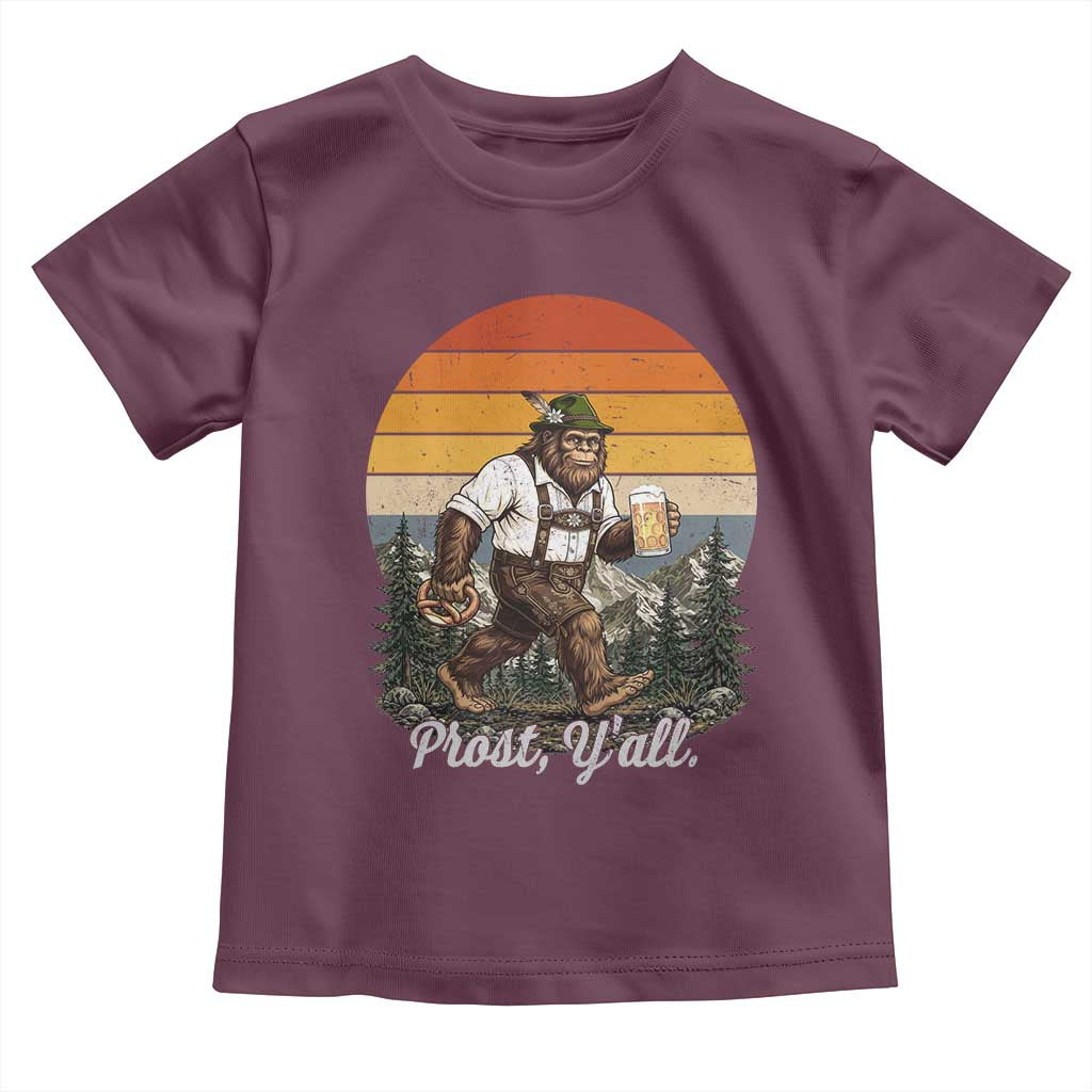Prost Yall Bigfoot Toddler T Shirt Vintage Oktoberfest Beer Lover Sasquatch Gift