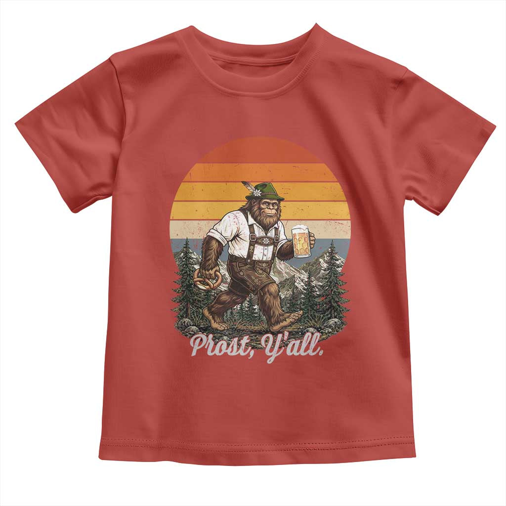 Prost Yall Bigfoot Toddler T Shirt Vintage Oktoberfest Beer Lover Sasquatch Gift