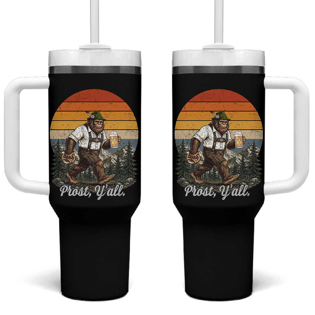 Prost Yall Bigfoot Tumbler With Handle Vintage Oktoberfest Beer Lover Sasquatch Gift