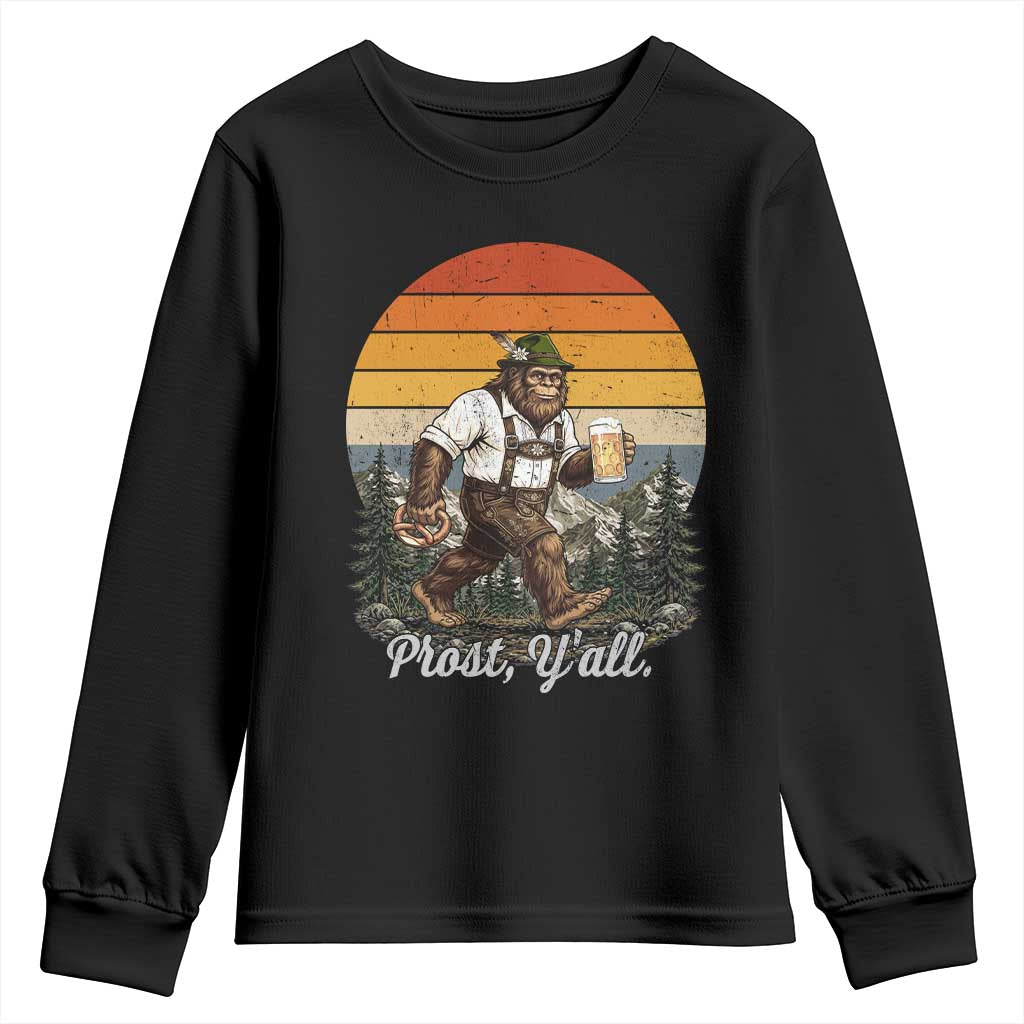 Prost Yall Bigfoot Youth Sweatshirt Vintage Oktoberfest Beer Lover Sasquatch Gift