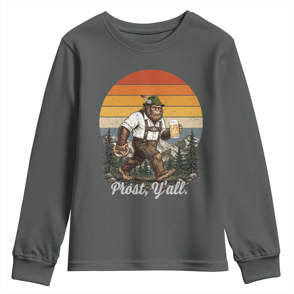 Prost Yall Bigfoot Youth Sweatshirt Vintage Oktoberfest Beer Lover Sasquatch Gift
