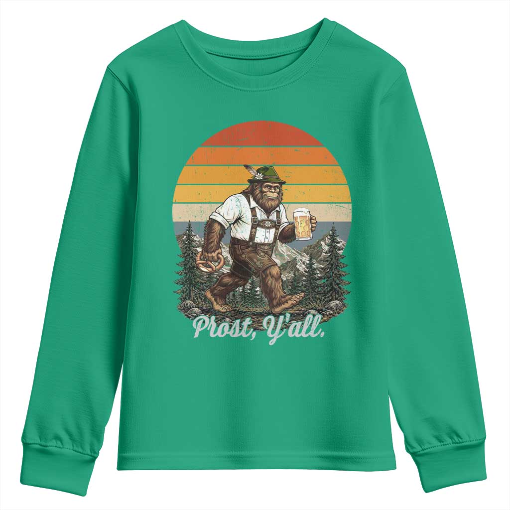 Prost Yall Bigfoot Youth Sweatshirt Vintage Oktoberfest Beer Lover Sasquatch Gift