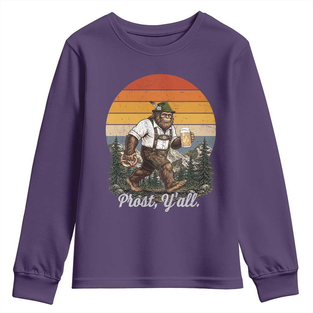 Prost Yall Bigfoot Youth Sweatshirt Vintage Oktoberfest Beer Lover Sasquatch Gift
