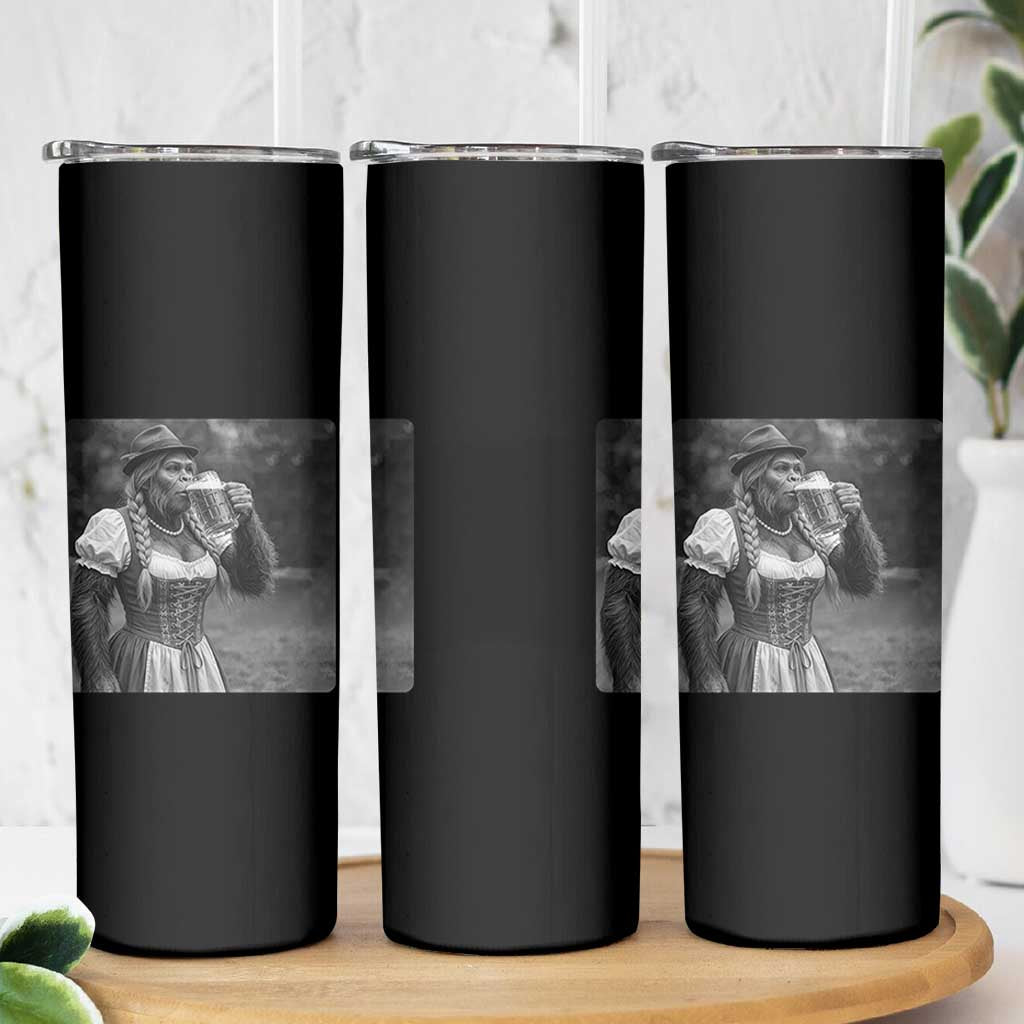 Bigfoot Oktoberfest Skinny Tumbler Vintage Dirndl German Beer Festival Humor