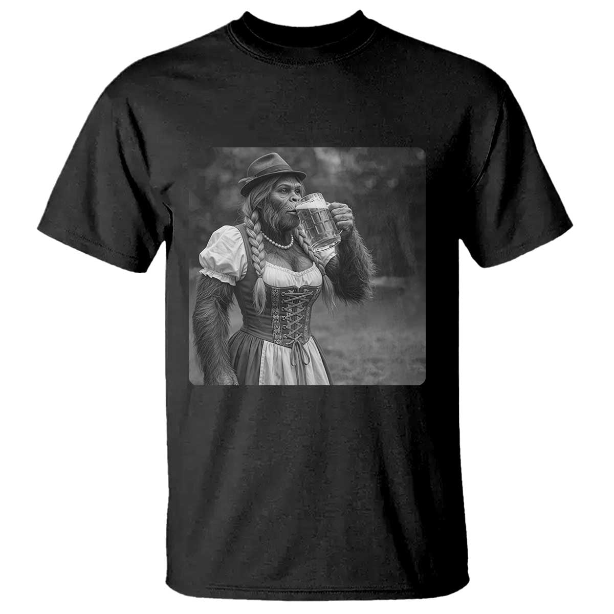 Bigfoot Oktoberfest T Shirt Vintage Dirndl German Beer Festival Humor