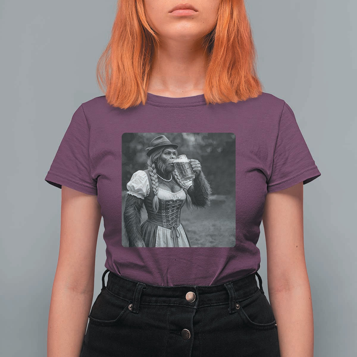 Bigfoot Oktoberfest T Shirt For Women Vintage Dirndl German Beer Festival Humor