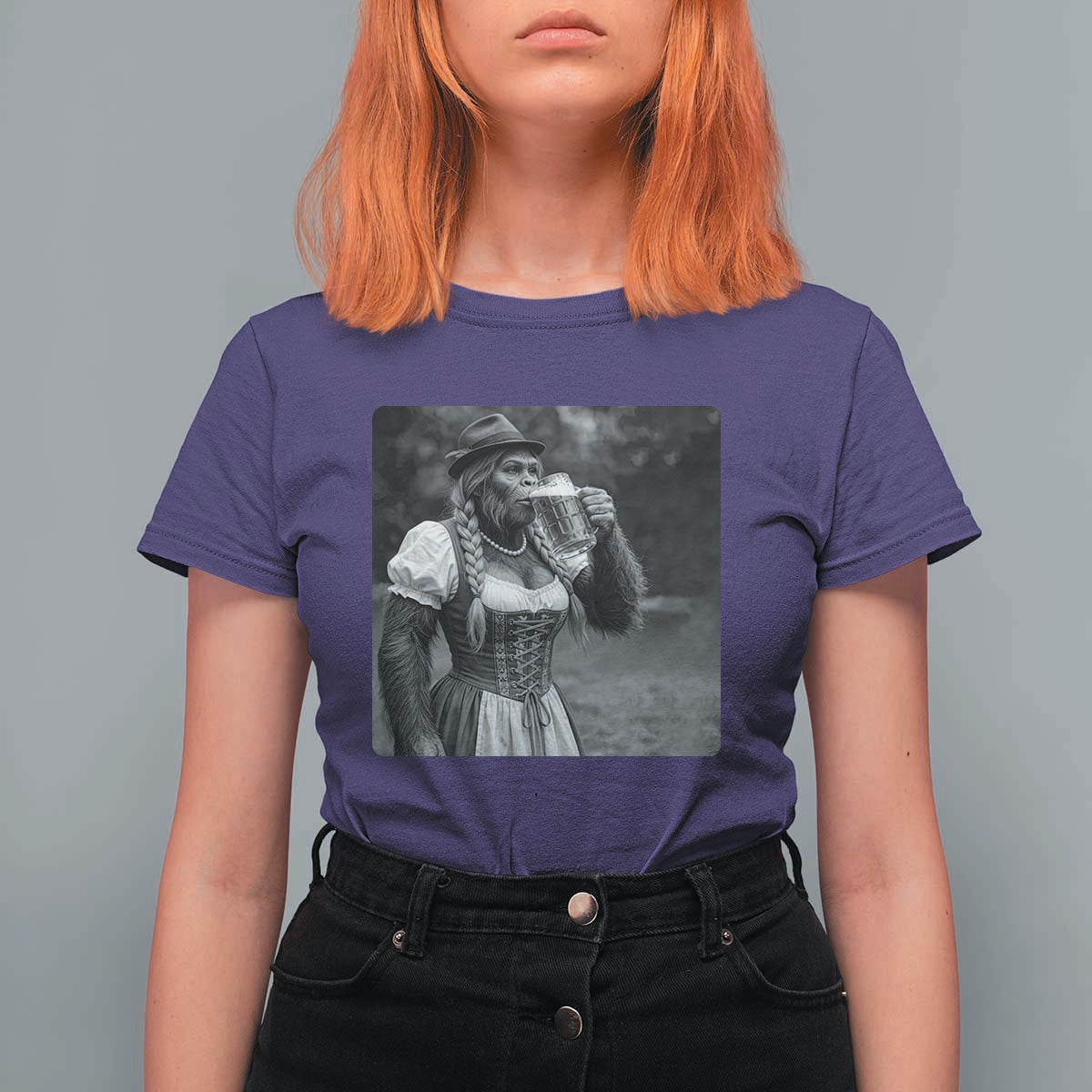 Bigfoot Oktoberfest T Shirt For Women Vintage Dirndl German Beer Festival Humor