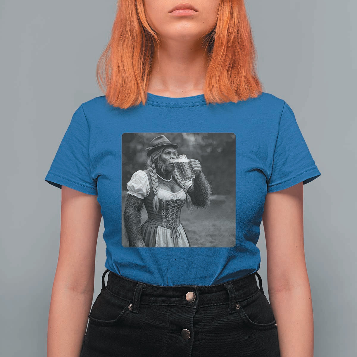 Bigfoot Oktoberfest T Shirt For Women Vintage Dirndl German Beer Festival Humor