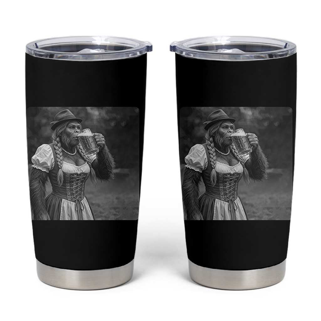 Bigfoot Oktoberfest Tumbler Cup Vintage Dirndl German Beer Festival Humor