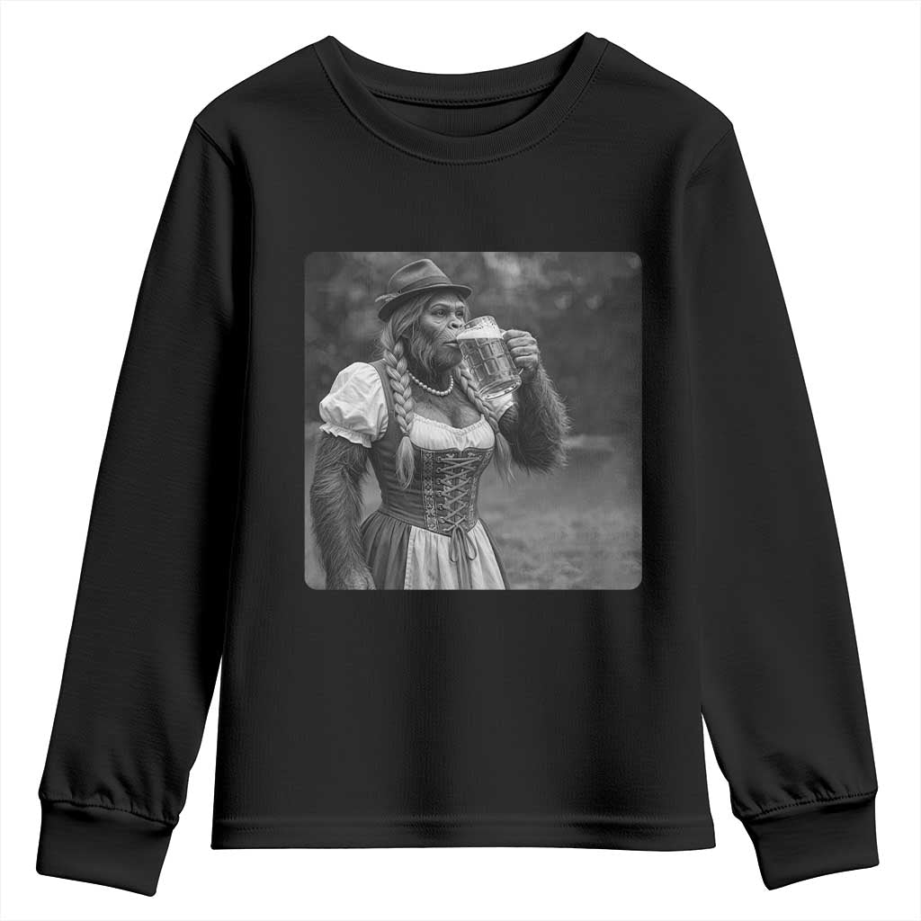 Bigfoot Oktoberfest Youth Sweatshirt Vintage Dirndl German Beer Festival Humor