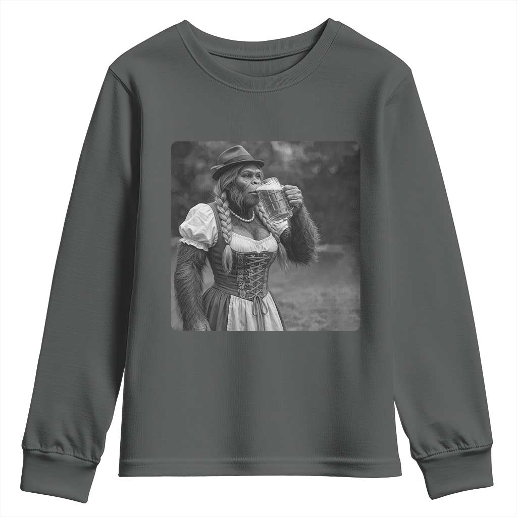 Bigfoot Oktoberfest Youth Sweatshirt Vintage Dirndl German Beer Festival Humor