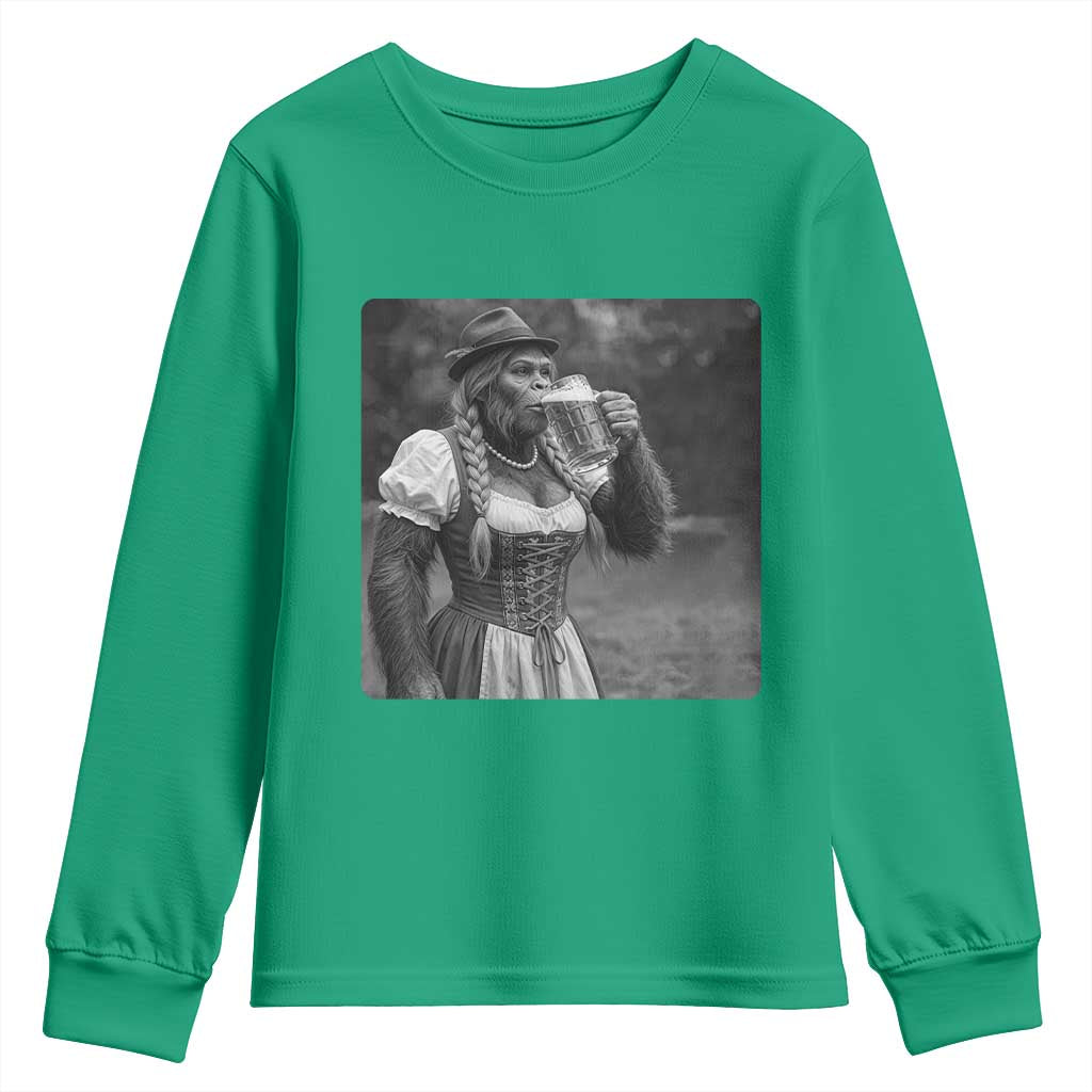 Bigfoot Oktoberfest Youth Sweatshirt Vintage Dirndl German Beer Festival Humor
